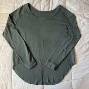 Green Long Sleeve Waffle Shirt